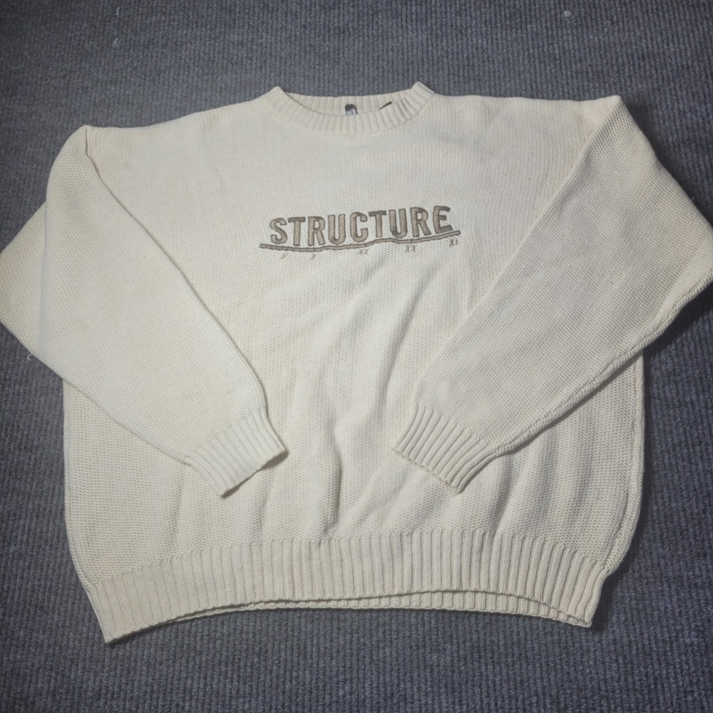 Structure‎ XL Men's 90s Drop Shoulder Cotton Ramie Fishermans Sweater Spellout